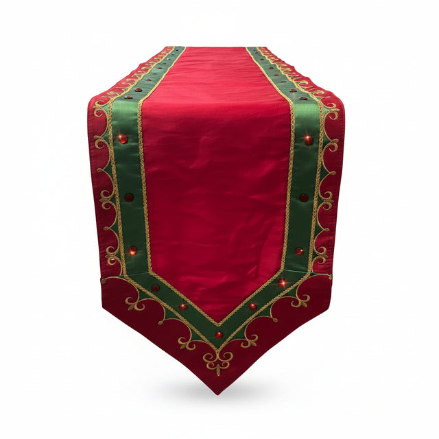 72" x 13" jeweled trim velvet table runner
