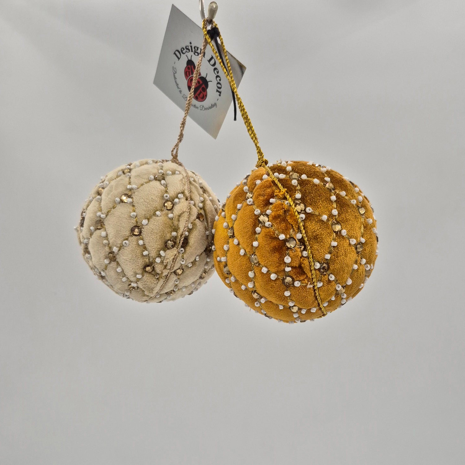 3.5" Velvet Pillow Jewel Ball Ornament