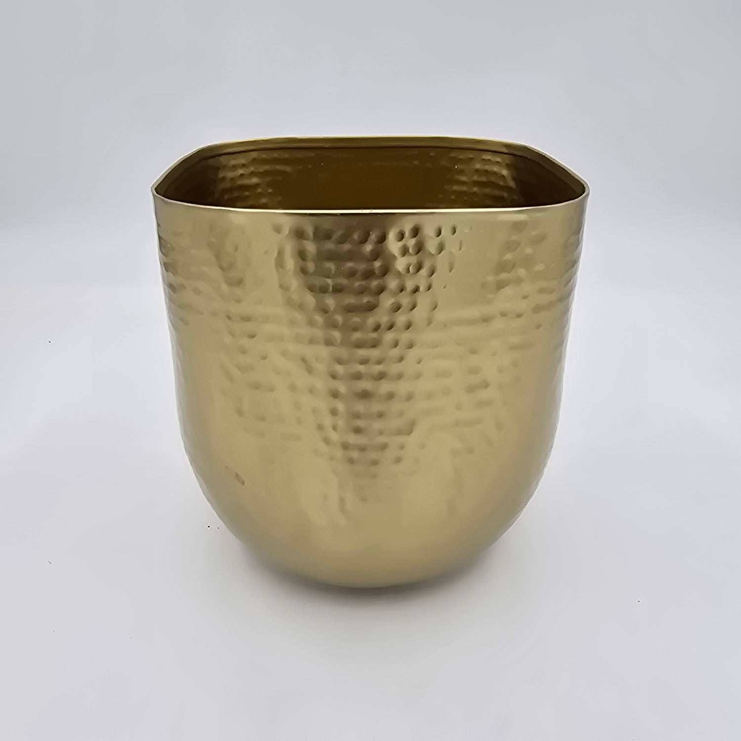 8" Antique Gold Metal Rounded/ Square Planter