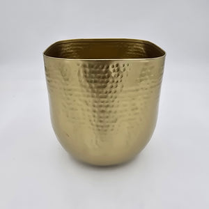 8" Antique Gold Metal Rounded/ Square Planter