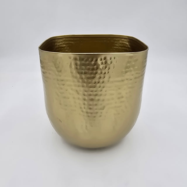8" Antique Gold Metal Rounded/ Square Planter