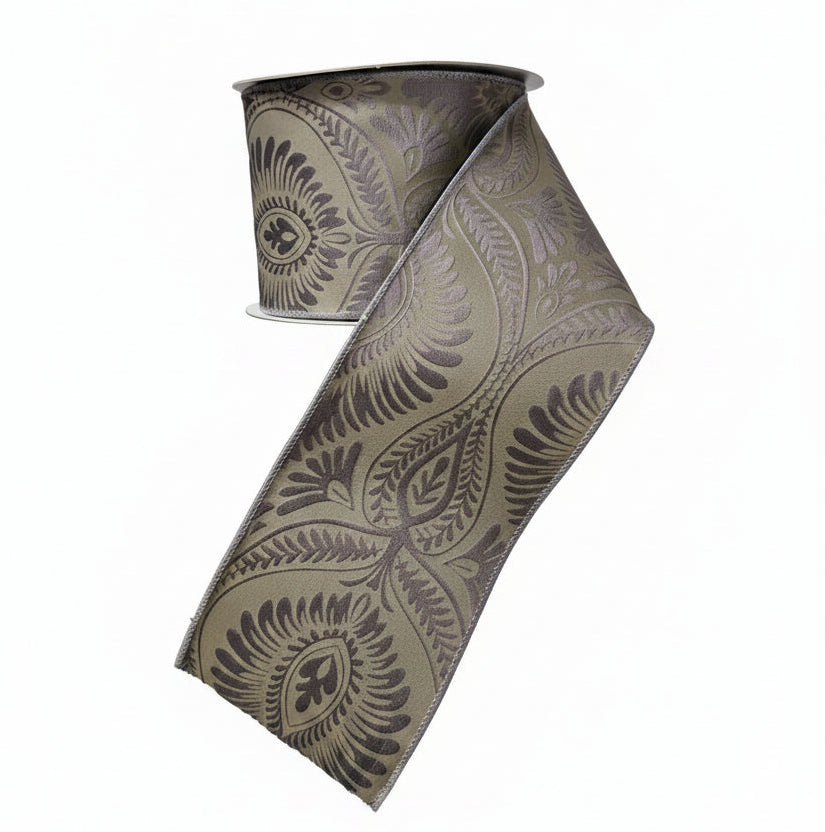 4" x 10yd Olive Medallion Ribbon