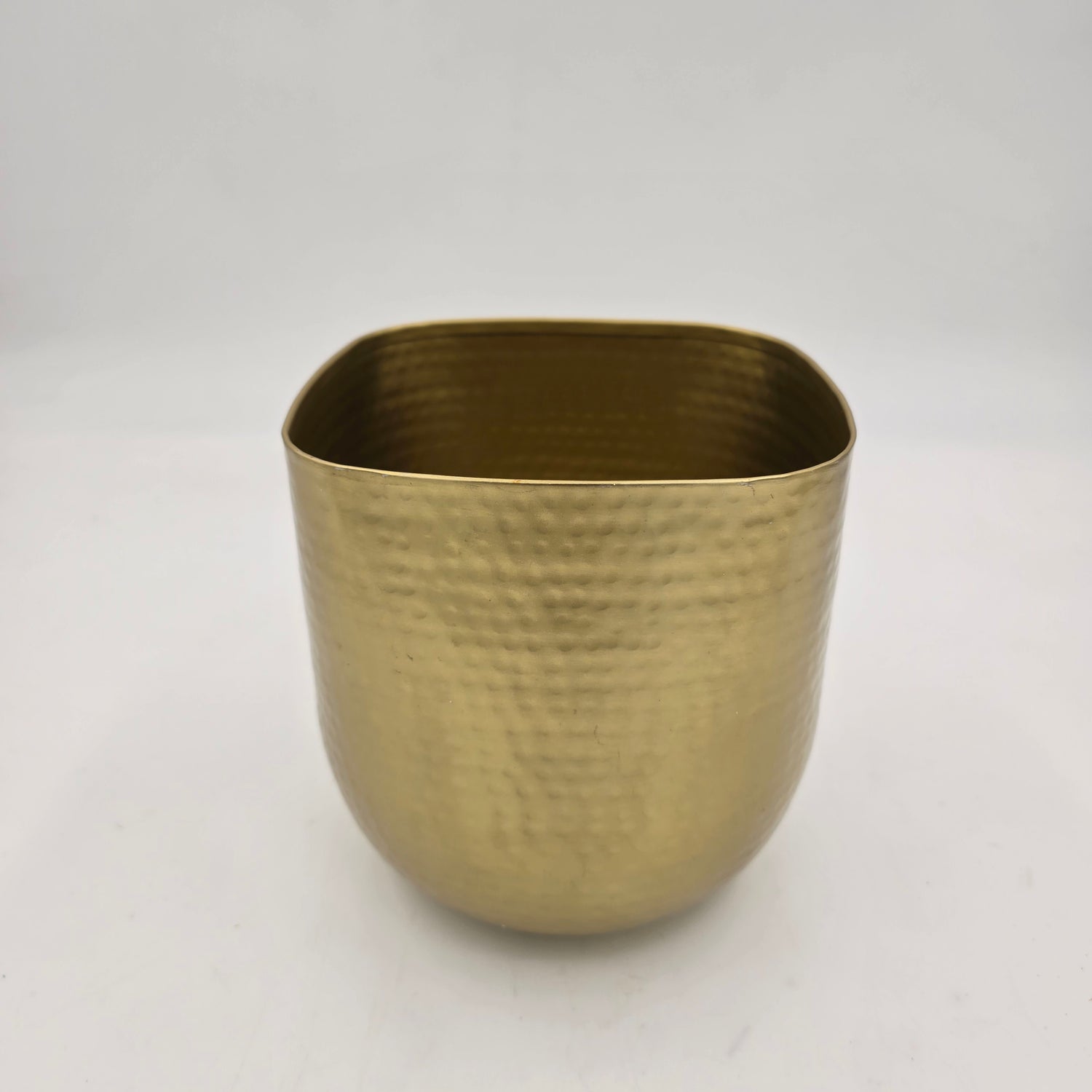 7" Antique Gold Metal Rounded/ Square Planter