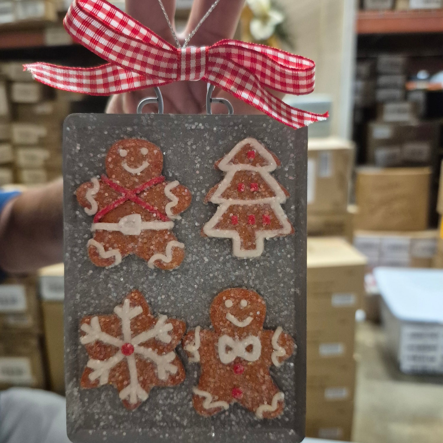 3" Gingerbread On Metal Tray Ornament