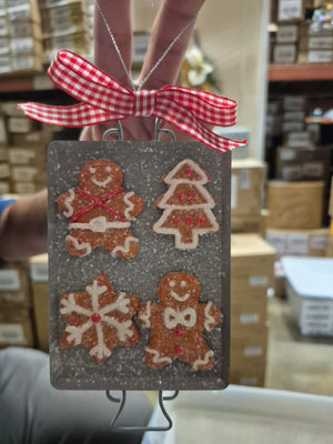3" Gingerbread On Metal Tray Ornament