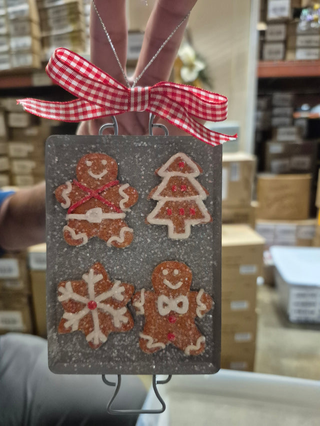 3" Gingerbread On Metal Tray Ornament