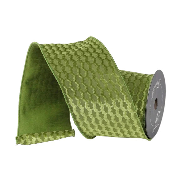 4" x 5YDS Forest Green Corbel Farrisilk Wired Ribbon