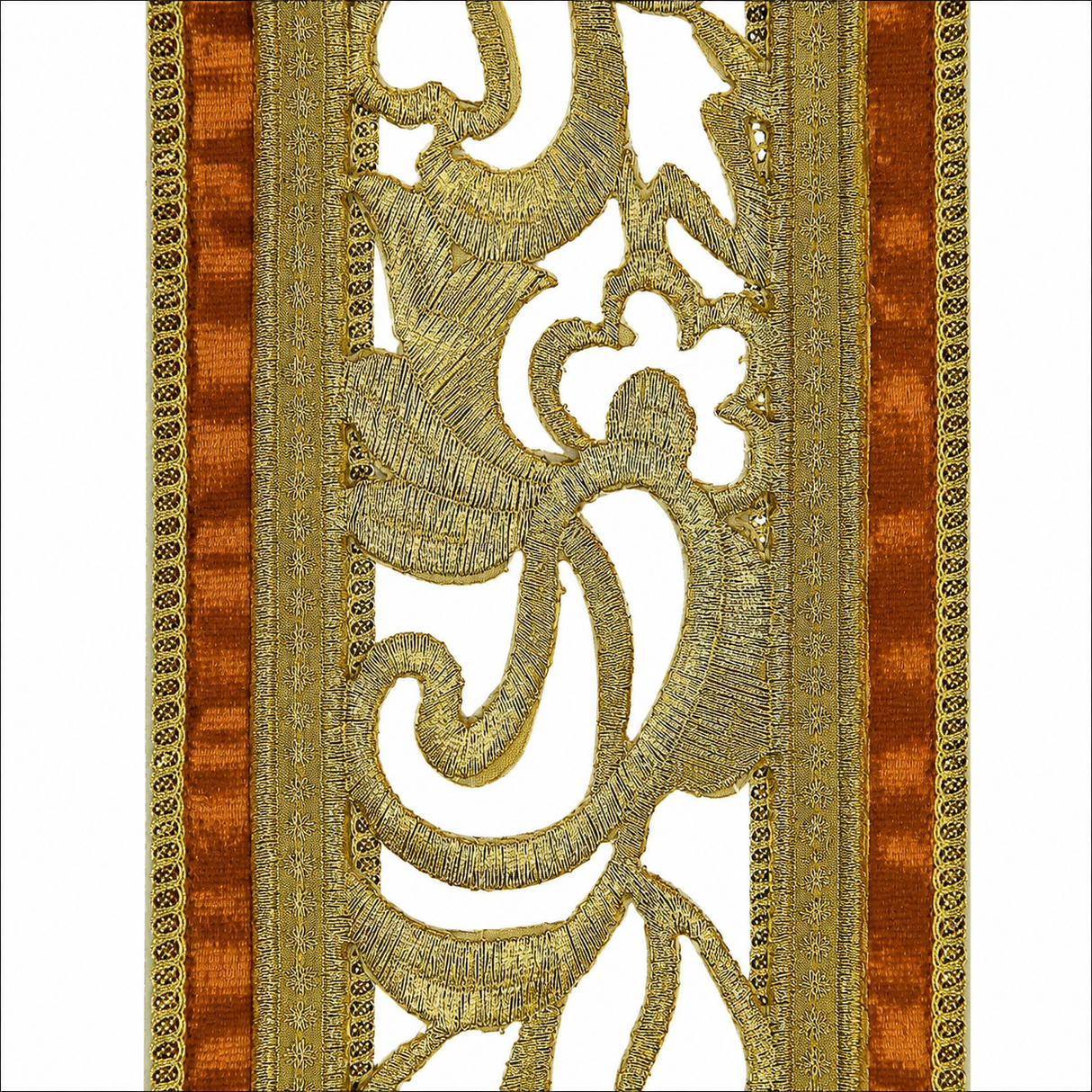 4" x 5 YDS Rust Velvet Cut-Out Scroll Ribbon