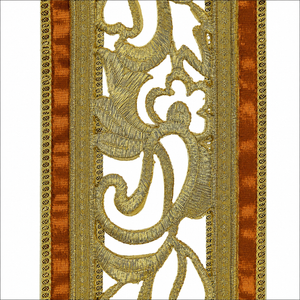 4" x 5 YDS Rust Velvet Cut-Out Scroll Ribbon