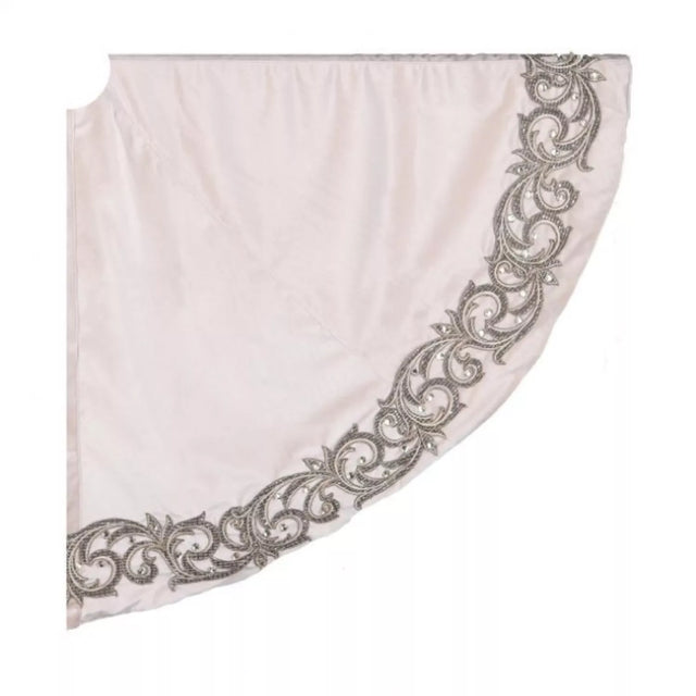 64"D Champagne Embroidered Scroll Velvet Tree Skirt