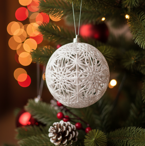 200MM / 7.87" Snowflake Hollow Ball Ornament | White
