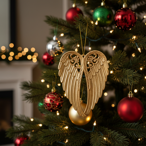 5.5" Angel Wings Ornament - Champagne | Gold