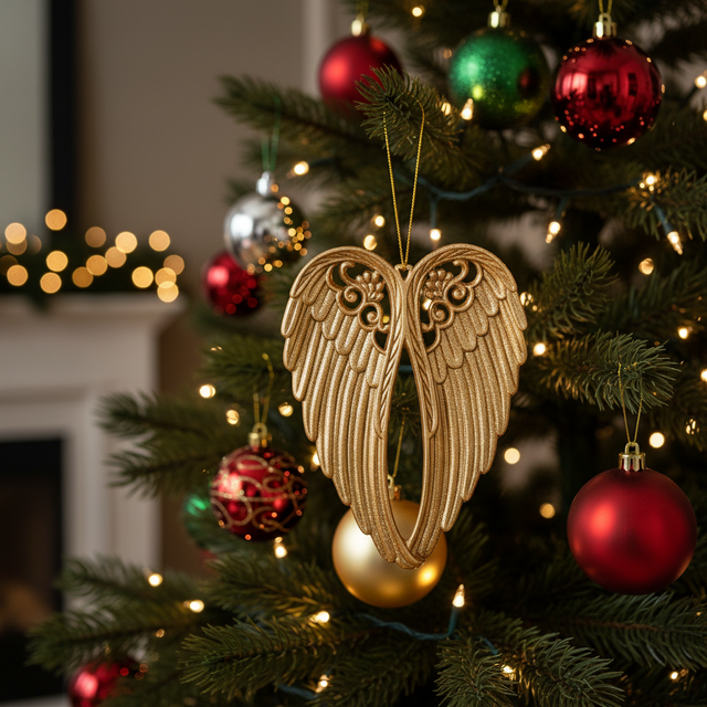 5.5" Angel Wings Ornament - Champagne | Gold