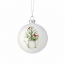 5" White Glass/ Birds on Tree/ Ornament
