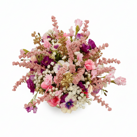 Bouquet of colorful flowers on a white background