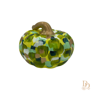 5" Squatty Green Abstract Pumpkin