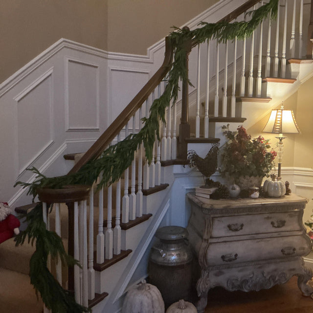180" Real Touch Norfolk Pine Staircase Garland
