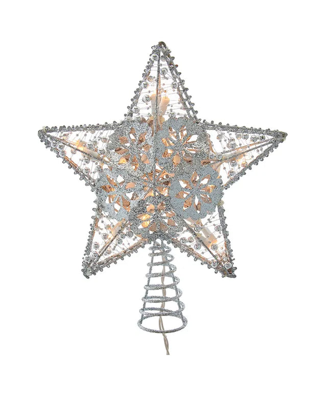 10" Silver Star Tree Topper with 20 Lights