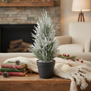 11.5" Pine Tree with Ice in Black Pot