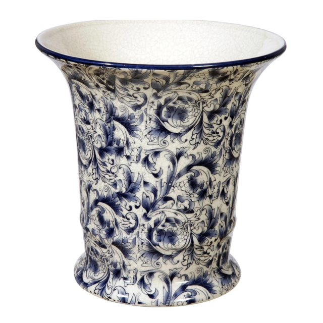 Flared Blue + White Scroll Vases – Two Sizes