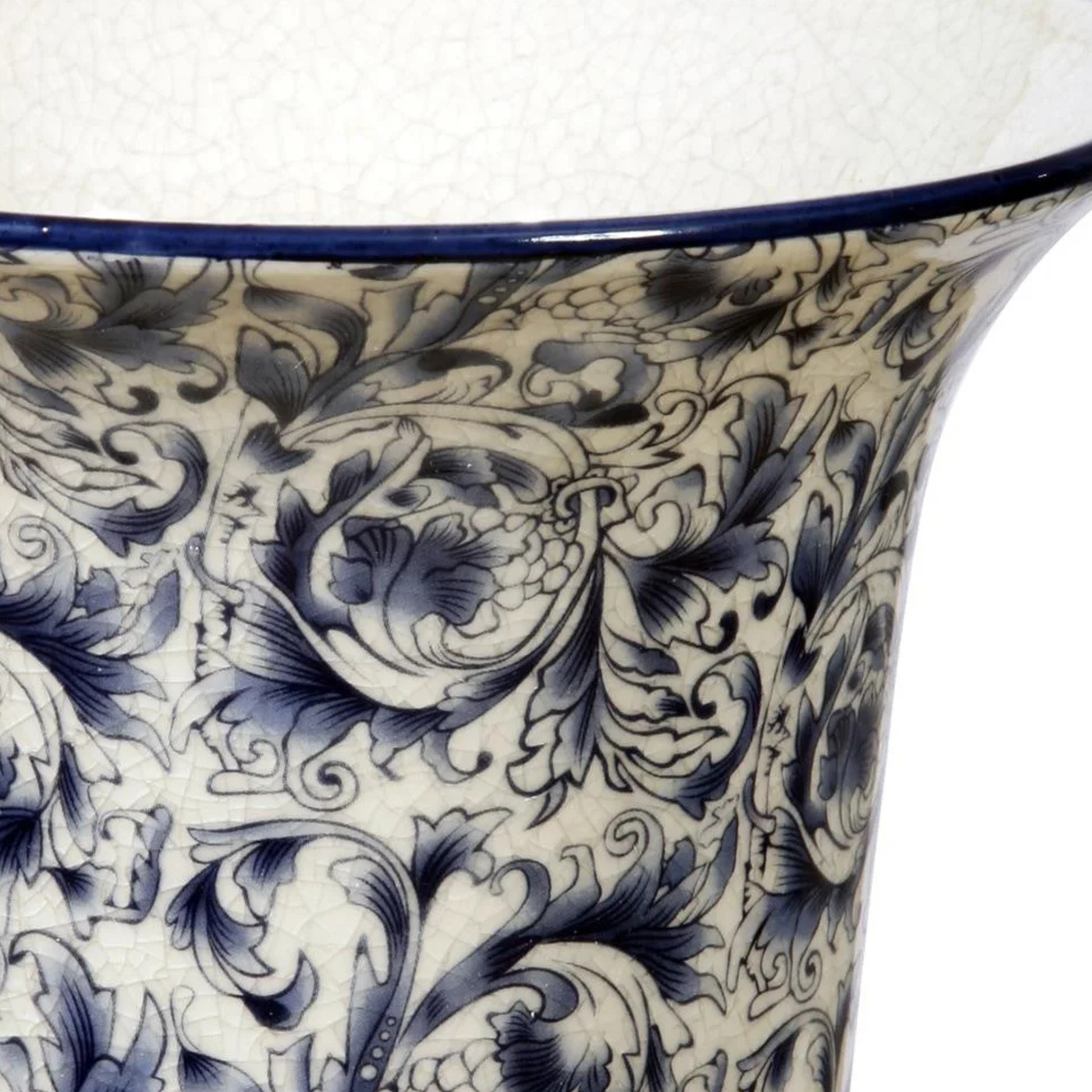 Flared Blue + White Scroll Vases – Two Sizes