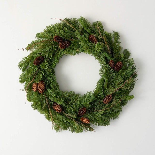 22" Soft Touch Pine Wreath with Pinecones