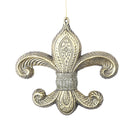 7.3" Antique Fleur-de-lis Christmas Ornament - Gold