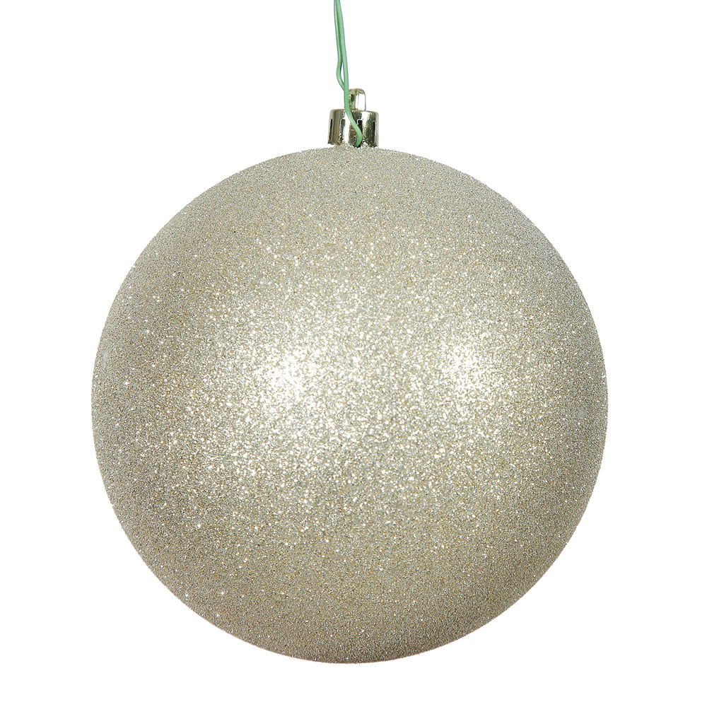 4.75" Champagne Glitter Ball Drilled, 4/Bag